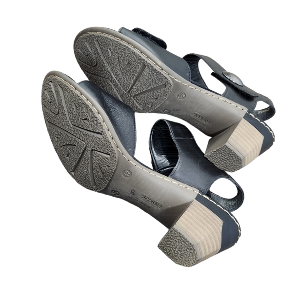 Rieker leather black open toe sandal size 42 or 9 - Picture 3 of 7